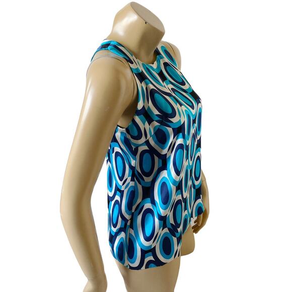 INC Womens Petite Size 6P Sleeveless Mod Print Silk Back Zip Tank Top Shirt - Picture 3 of 7